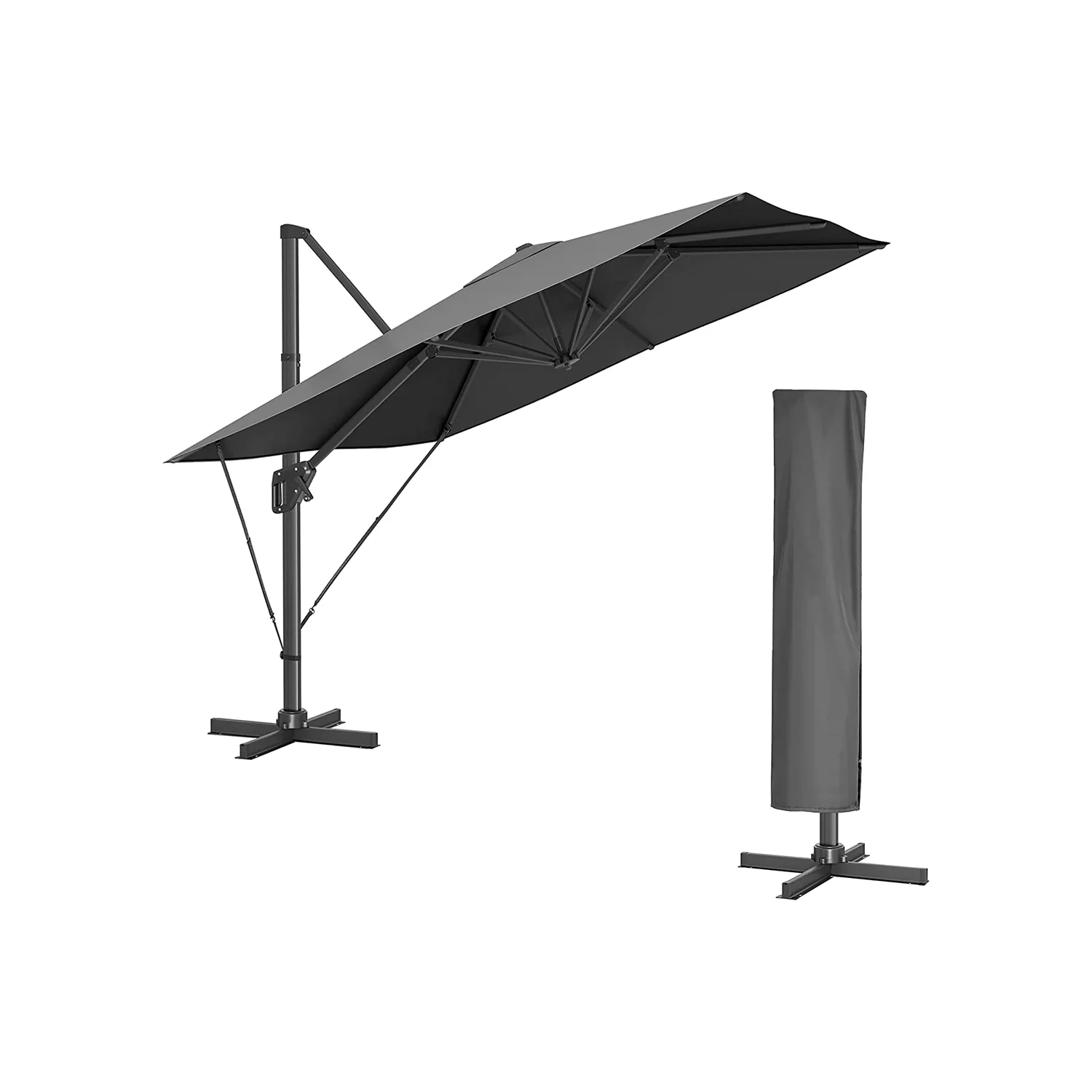 Parasol obrotowy 360° z korbą i stojakiem - Image 2