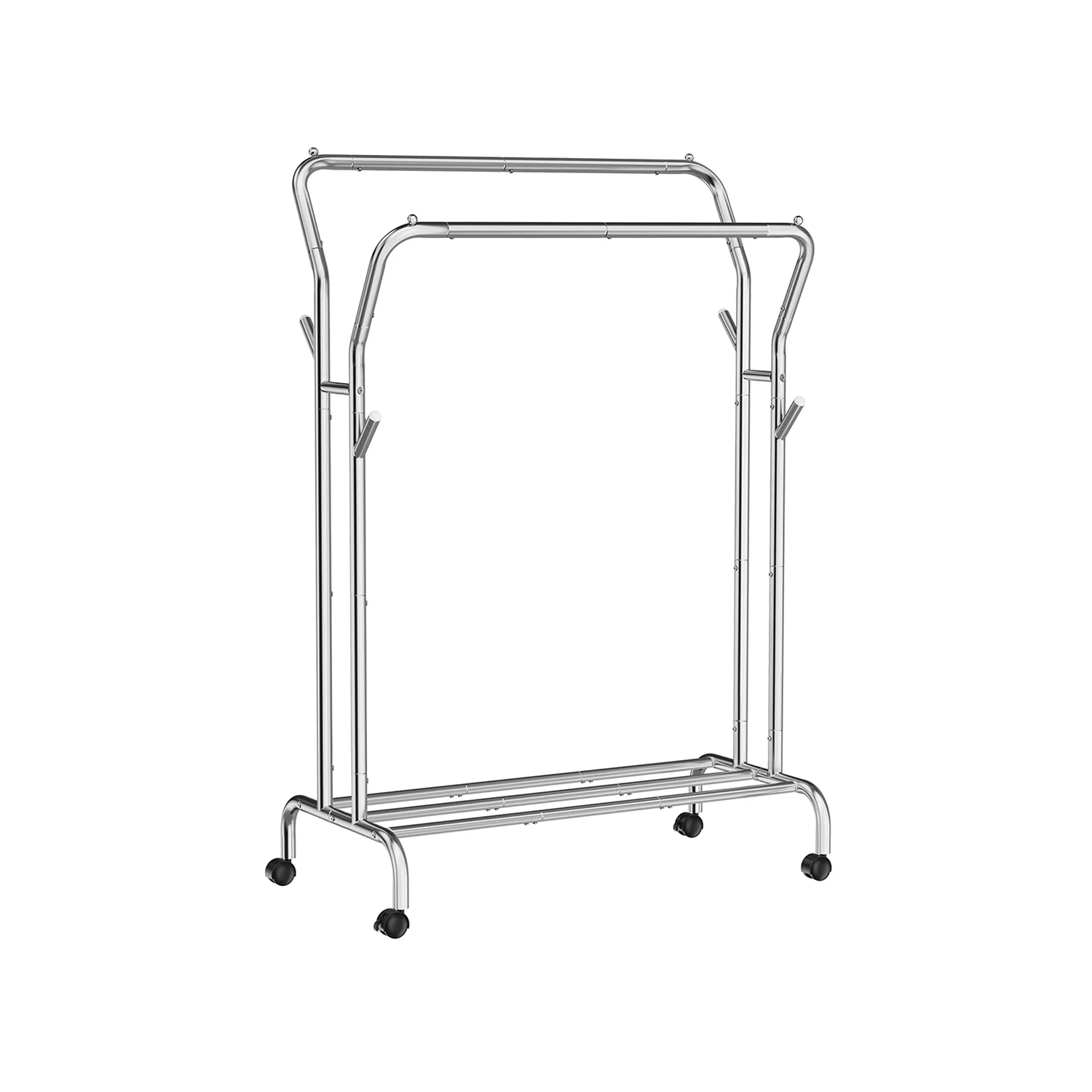 Wieszak na ubrania na kółkach z 2 drążkami na ubrania, czarny - Image 2
